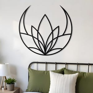 Lotus Flower Metal Wall Art | Floral Wall Art | Outdoor Garden Wall Art | Yoga Room Decor | Spiritual Wall Decor | Lotus Flower Mandala Art