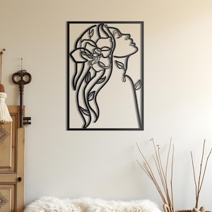 Woman Metal Wall Art Decor, Metal Line Art, Women Metal Wall Decor, Modern Metal Home Decor, Woman Line Art, Room Decor, Line Art, Wall Art
