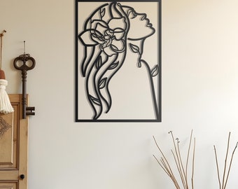 Woman Metal Wall Art Decor, Metal Line Art, Women Metal Wall Decor, Modern Metal Home Decor, Woman Line Art, Room Decor, Line Art, Wall Art