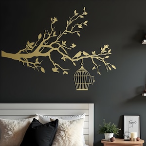 Birds on Tree Branch Metal Wall Art, Nature Sculpture, Forest Wall Art, Nature Dresser Metal Wall Decor, Living Room Decor, Wall Hangings