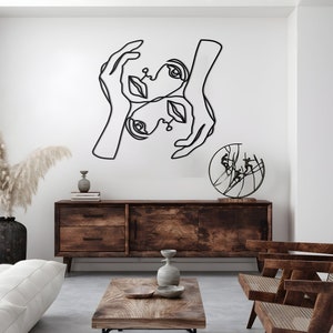 Woman face line art wall decor | Two faces metal wall art | Minimalist line artwork | Metal line art | Minimalist line art | One line art