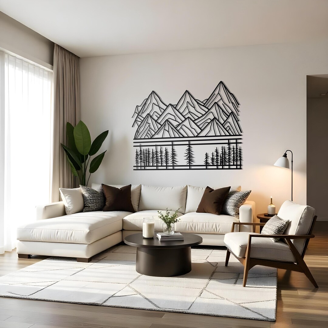 Mountain Forest Metal Wall Art | Chalet Forest Wall Art | Outdoor Metal ...