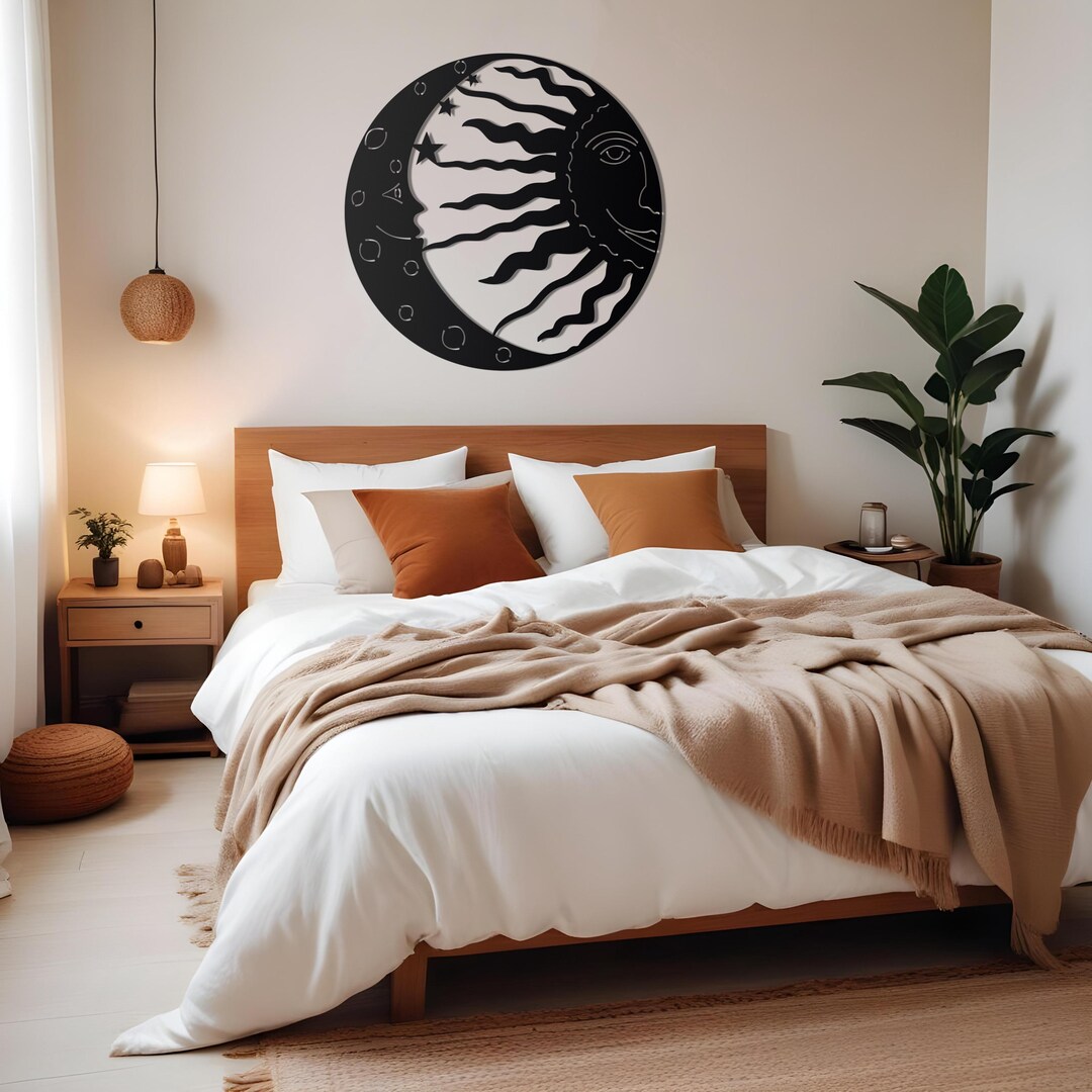 Sun and Moon Metal Wall Decor, Indoor Covered Outdoor Celestial Patio ...