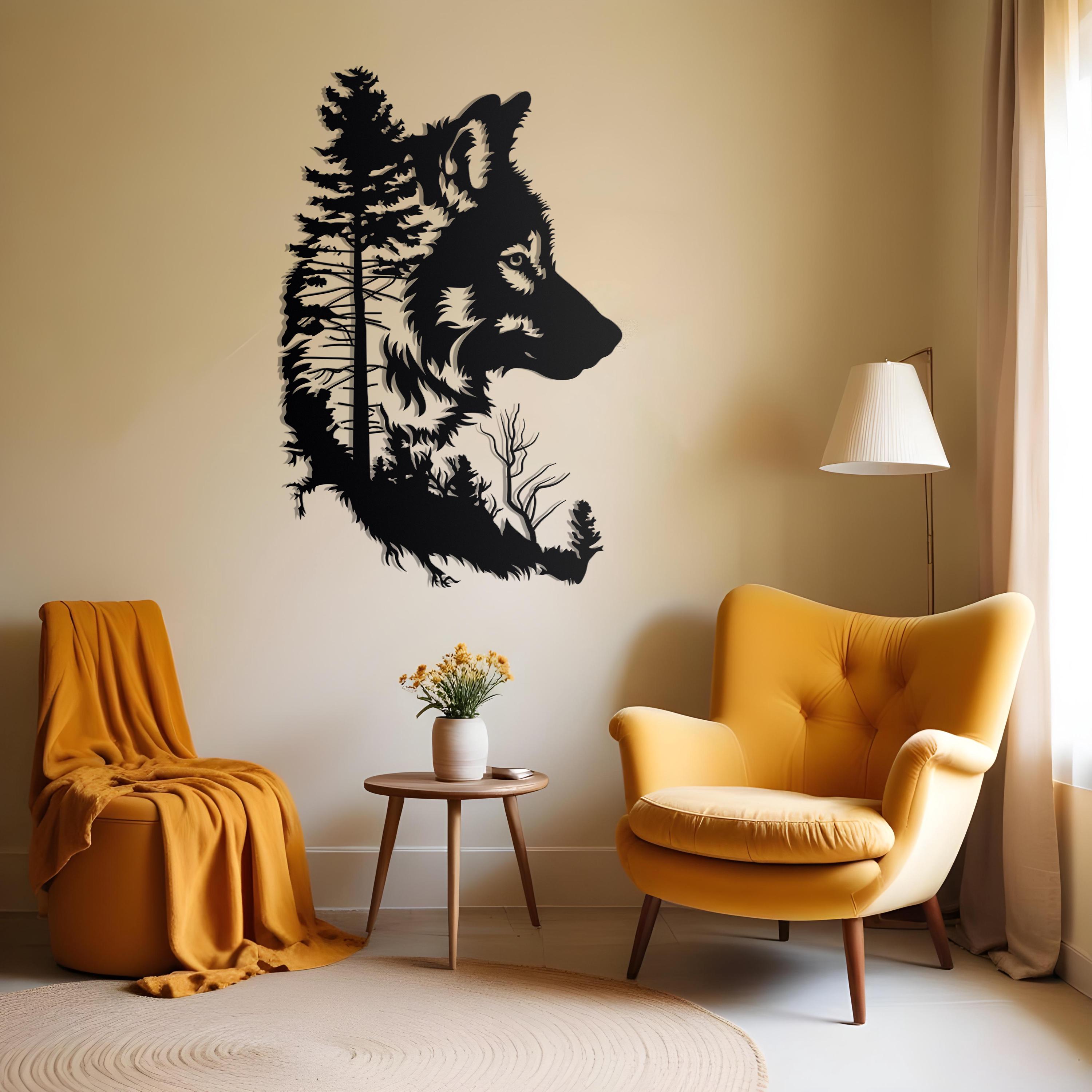 Metal Wolf Wall Art | Forest Shadow Wall Decor | Nature Decor Gift | Animal Wall Art | Wolf Home Decor | Outdoor Decor | Large Room Decor