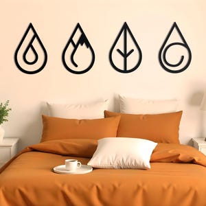 Four Elements Metal Wall Art | Four Elements Symbol | Avatar Decor | Fire, Air, Water, Earth Wall Art | Bedroom Wall Art | Housewarming Gift