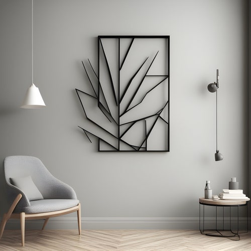Tall Vertical Wood Wall Art, Geometri...