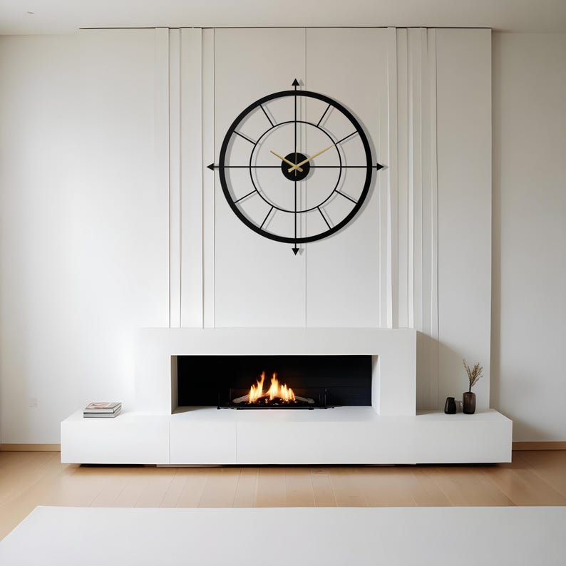 Modern Metal Wall Clock | Industrial Skeleton Clock | Large Wall Clock ...