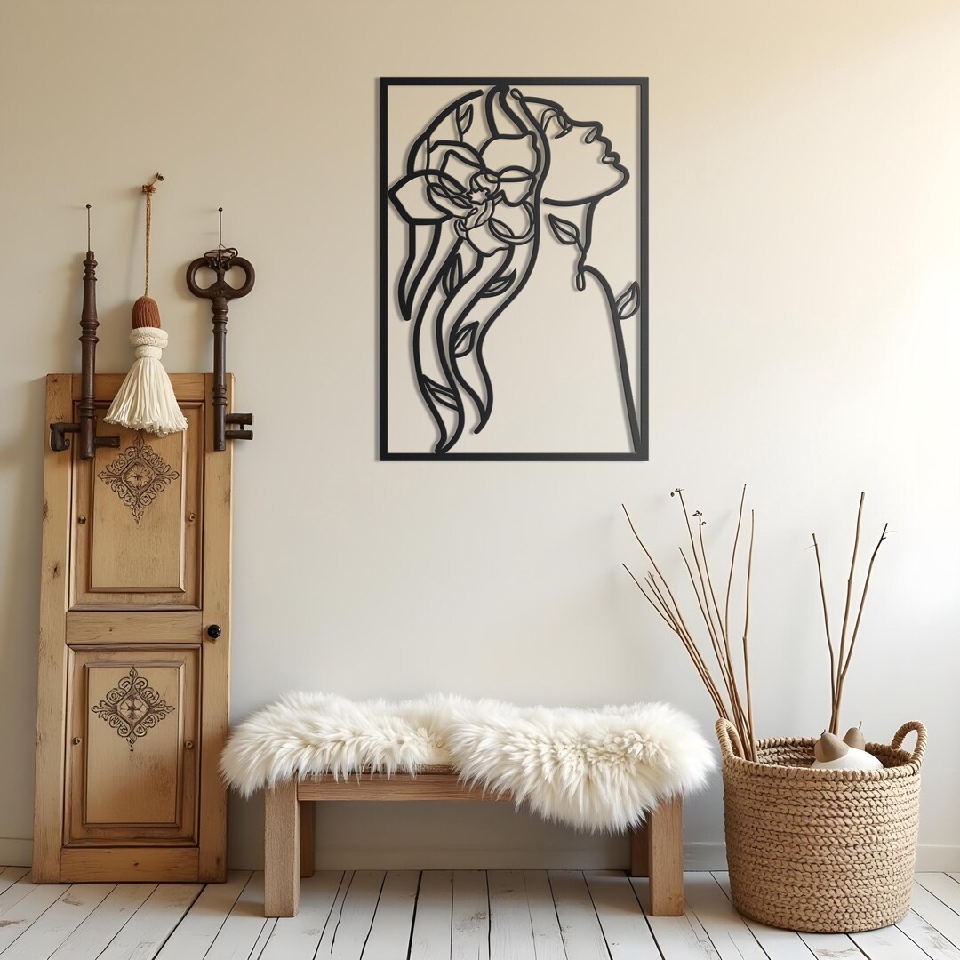 Woman Metal Wall Art Decor, Metal Line Art, Women Metal Wall Decor ...