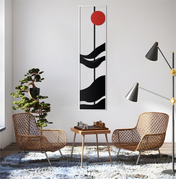 CREAT 2 Modern Metal Wall Art, Metal Wall Decor, Modern Home Decor, Vertical Black Geometric Wall Art, Abstract Unique Wall Decor