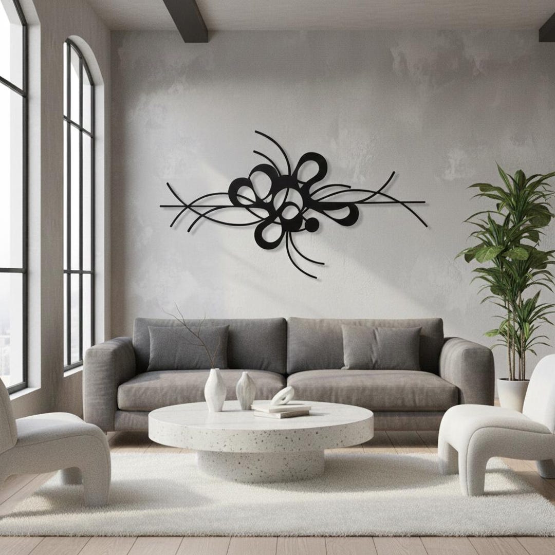 Modern Black Metal Wall Art | Large Abstract Sculpture | Contemporary ...