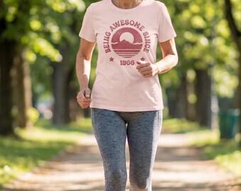 Being Awesome Since 1966 T-Shirt | Retro Mountain Sunset Tee