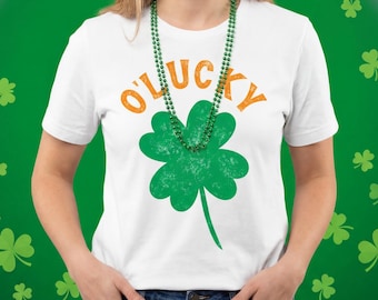 Distressed O'LUCKY Shamrock T-Shirt | St. Patrick's Day Ireland Heritage Gift