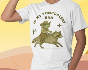 Funny Frog Cowboy Raccoon Shirt, Tomfoolery Era Graphic Top, Silly Animal Weirdcore Tee, Novelty Animal Lover Gift, Vintage Wildlife T-Shirt
