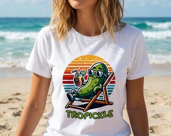 Chill Vibes Only Tropickle T-Shirt, Relax in Style with This Fun, Sun-Kissed Pickle Design!