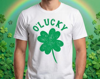 Distressed O'LUCKY Shamrock T-Shirt | St. Patrick's Day Ireland Heritage Gift