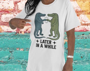 Funny Vintage Alligator and Crocodile Meme Shirt, Funny Animal Fist Bump Tee, Novelty Gift for Reptile Lover Gift, Graphic Retro T-Shirt