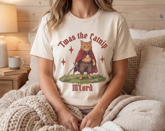 Twas the Catnip M'Lord Cat Knight T-Shirt | Medieval Fantasy Cat