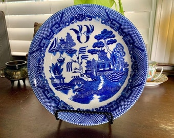 Vintage 1920s Japanese Blue Willow Porcelain Bowl