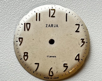 Zarja USSR vintage watch dial 29 mm diameter Soviet era mens watch face for spare parts #409