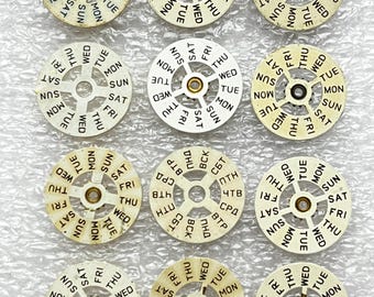12 Pcs Vintage Soviet Era days of the week Dials 18 mm USSR days of week Faces Round Shape Metal Dials 421
