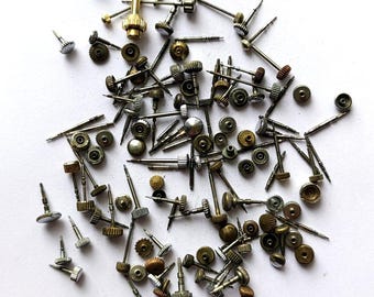 30 grams of Watch Crowns & Watch Stem Watch Keys Shafts USSR Vintage Watch Parts Antique Watch Crowns.# 214