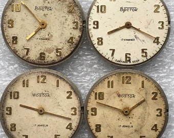 Wostok UdSSR Vintage Uhrwerk 2409.A Kaliber Sowjetische Wostok Vintage Herrenuhrwerke für Ersatzteile oder Reparaturen 4er Set *247