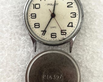 Poljot Quarzuhr aus der UdSSR, Vintage-Herrenuhr, sowjetische Vintage-Uhr, für Ersatzteile oder Reparaturen *492
