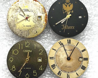 Slava USSR vintage mens watch movements for parts Soviet vintage watch mechanisms 24 mm. caliber watchmaker DIY 4 pcs. *371