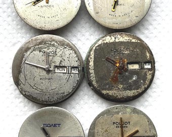 Vintage Poljot 26 mm Uhrwerke aus der UdSSR, Ersatzteile, 6 Stück *447