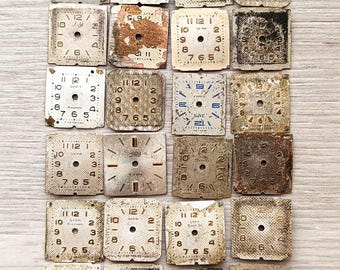 24 pcs. small ladies watch dial 15 * 15 mm watch dials & faces steampunk supplies jewelry making recycled altered art watch repair. #210