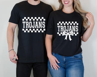Couple Trojans Shirt Svg Png, Retro Trojans Svg, Checkered Trojans, Cheer Trojans  Mom, Coquette Trojans Svg, Cricut, Cut File, Sublimation