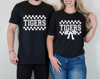 Couple Tigers Shirt Svg Png, Retro Tigers Svg, Checkered Tigers, Tigers Cheer Mom, Coquette Tigers, Cricut, Cut File, Sublimation