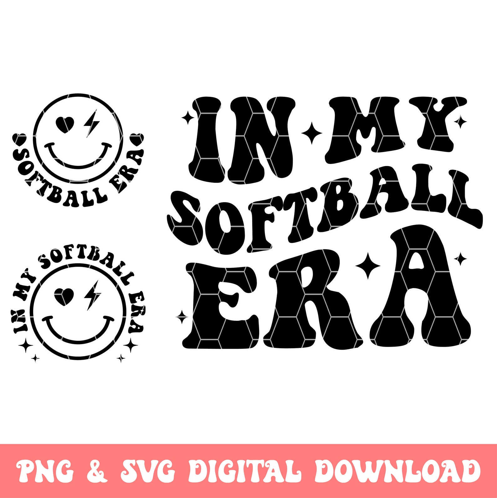 In My Softball Era Svg Png, Softball Svg Png, Retro Softball Svg, Wavy