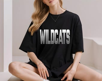 Wildcats Striped Shirt Svg Png, Retro Wildcats Svg, Checkered Wildcats, Wildcats Mom, Typography Wildcats Svg, Cricut, Cut File, Sublimation
