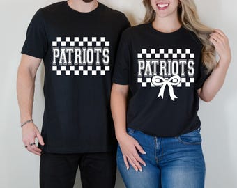 Couple Patriots Shirt Svg Png, Retro Patriots Svg, Checkered Patriots, Patriots Cheer Mom, Coquette Patriots, Cricut, Cut File, Sublimation
