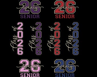 Senior 2026 Glitter Bundle Svg Png, Class of 2026 Png, Glitter Grad Design, Graduation Svg, Instant Download, Sublimation Png