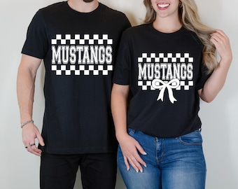 Couple Mustangs Shirt Svg Png, Retro Mustangs Svg, Checkered Mustangs , Mustangs Mom, Coquette Mustangs Svg, Cricut, Cut File, Sublimation