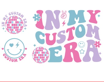 En mi época personalizada (Svg, PNG), Era personalizada a color (SVG PNG), Era retro (Svg), Camisa moderna (Svg), Era ondulada apilada (Svg), Cricut, Archivo de corte, Sublimación