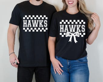 Couple Hawks Shirt Svg Png, Retro Hawks Svg, Checkered Hawks , Hawks Cheer Mom, Coquette Hawks , Cricut, Cut File, Sublimation