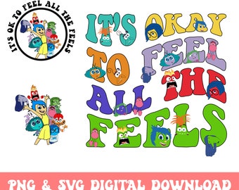Inside Out-skjorta png svg, det är okej att känna alla känslor png, svg, rolig mental hälsa png, inkludering logopedi, omedelbar nedladdning