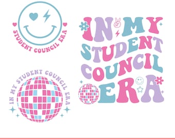 En mi era del consejo estudiantil Svg, Png, Consejo estudiantil SVG PNG, Era retro Svg, Groovy Svg, Era apilada ondulada Svg, Cricut, Archivo de corte, Sublimación