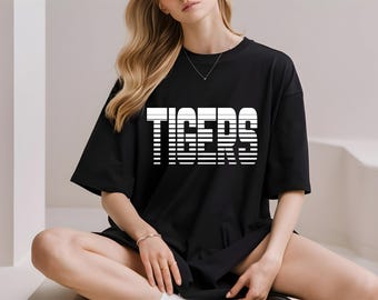 Tigers Striped Shirt Svg Png, Retro Tigers Svg Png, Checkered Tigers, Cheer Tigers Mom, Typography Tigers Svg, Cricut, Cut File, Sublimation