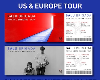 Modello stampabile per biglietti del concerto Balu Brigada - Portal Tour - Digitale - Canva
