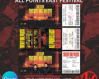 Modello di biglietto stampabile per Twenty One Pilots - All Points East Festival - Digitale - Canva