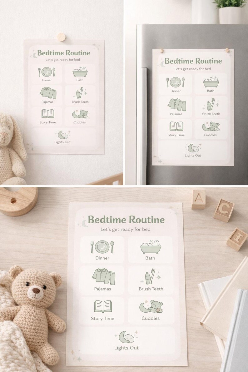 Toddler Bedtime Routine Chart | Visual Schedule for Toddlers ...