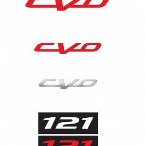 May include: A collection of logos featuring the text "CVO" in red and silver, and the number "121" in white and red. The logos are displayed against a white background.