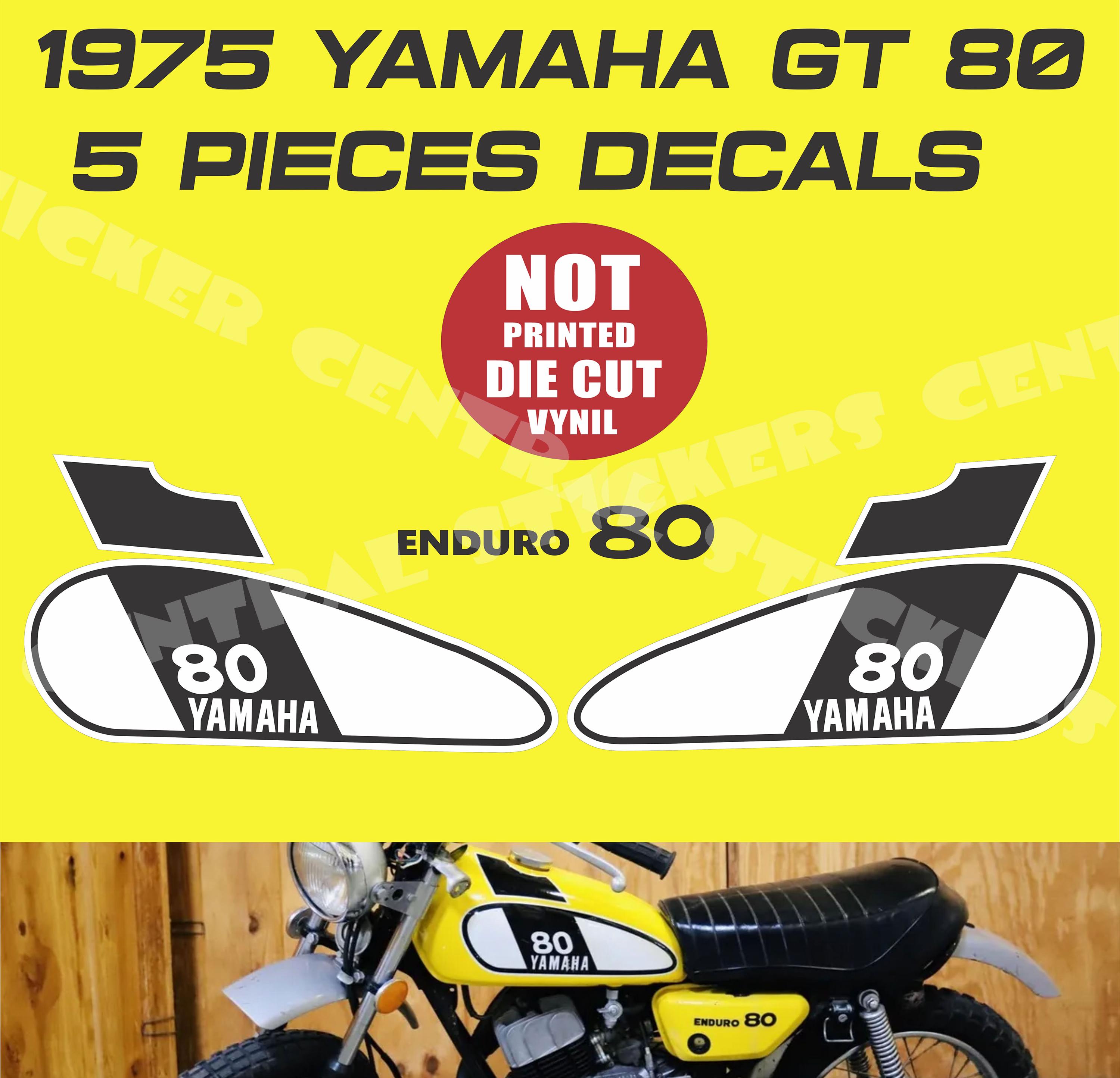 Yamaha GT80 1975 Fuel Tank Decal, Pieces Pair (top-coatable