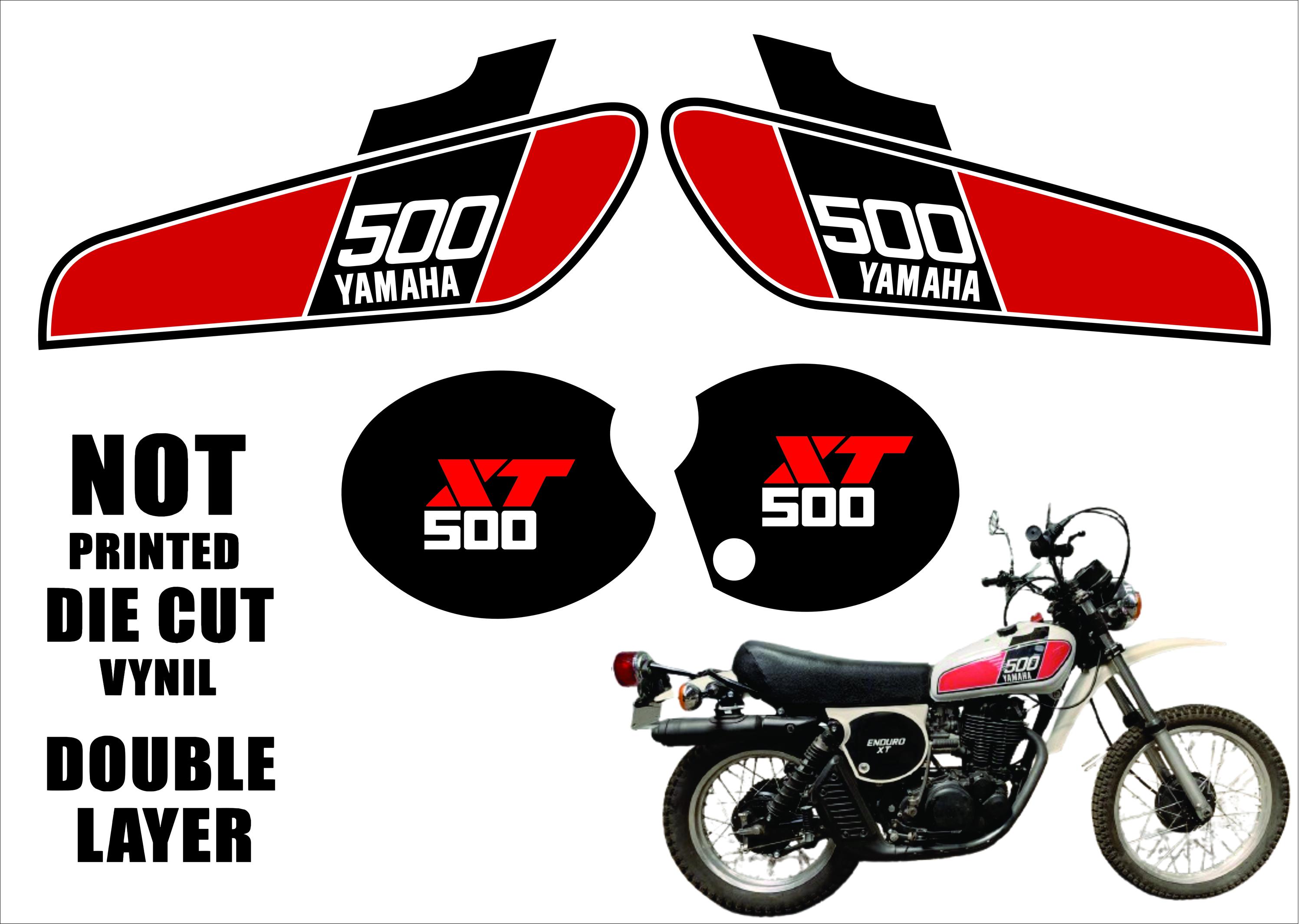 YAMAHA 赤 タンク グラフィックデザイン Yamaha XT500 1975 Fuel Tank Decal, 6 Pieces 1 Pair (top-coatable