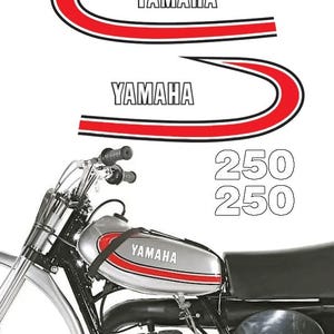 YAMAHA 1974 YZ250 Fuel Tank Decals, 4 pieces 1 pair (top-coatable)