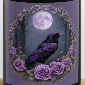 Raven with flowers on black mug